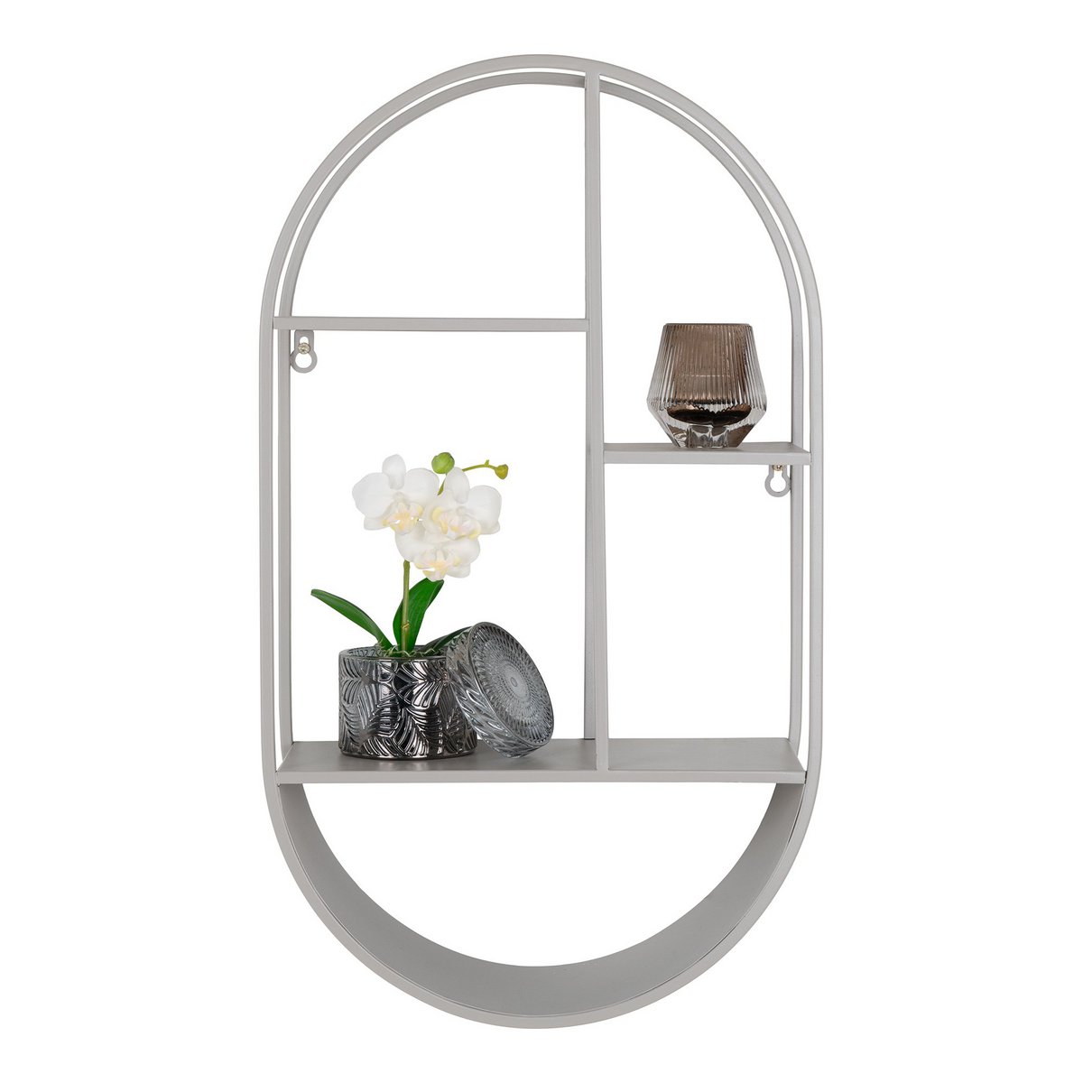 Wandplank ovaal, staal, koel grijs Feira 35x15x60 cm