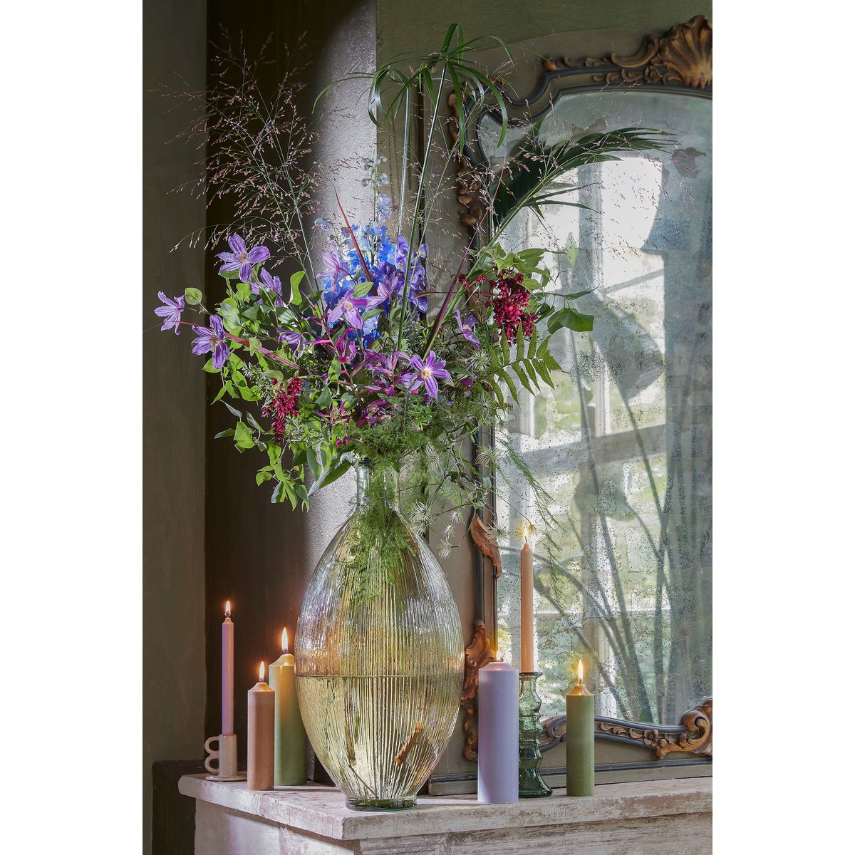 Fles Vaas - Lichtbruin H59 x Ø29 cm - Gerecycled Glas - Lichtbruin Firenza