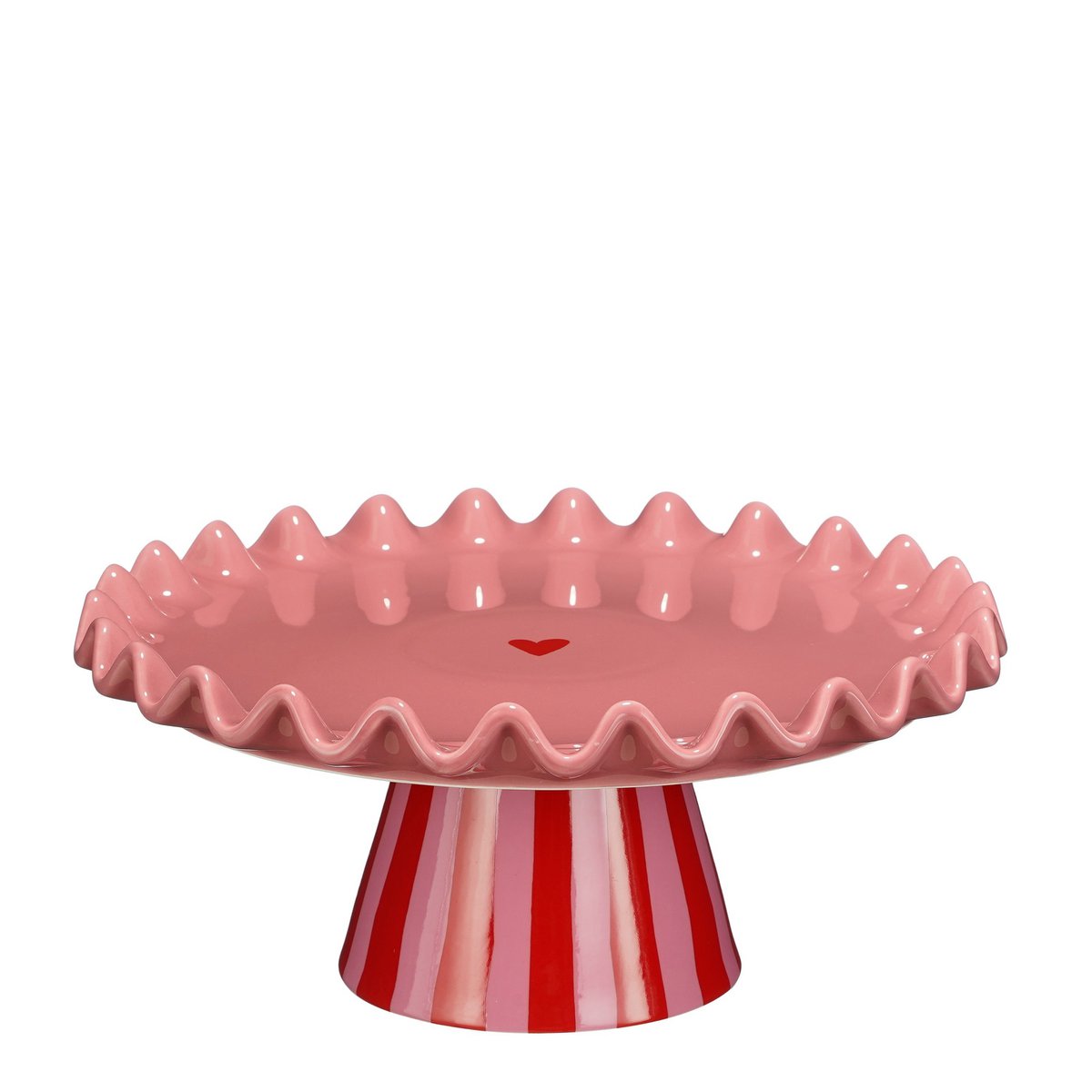 Taartplateau Bella - H13 x Ø30 cm - Keramiek - Roze, Rood