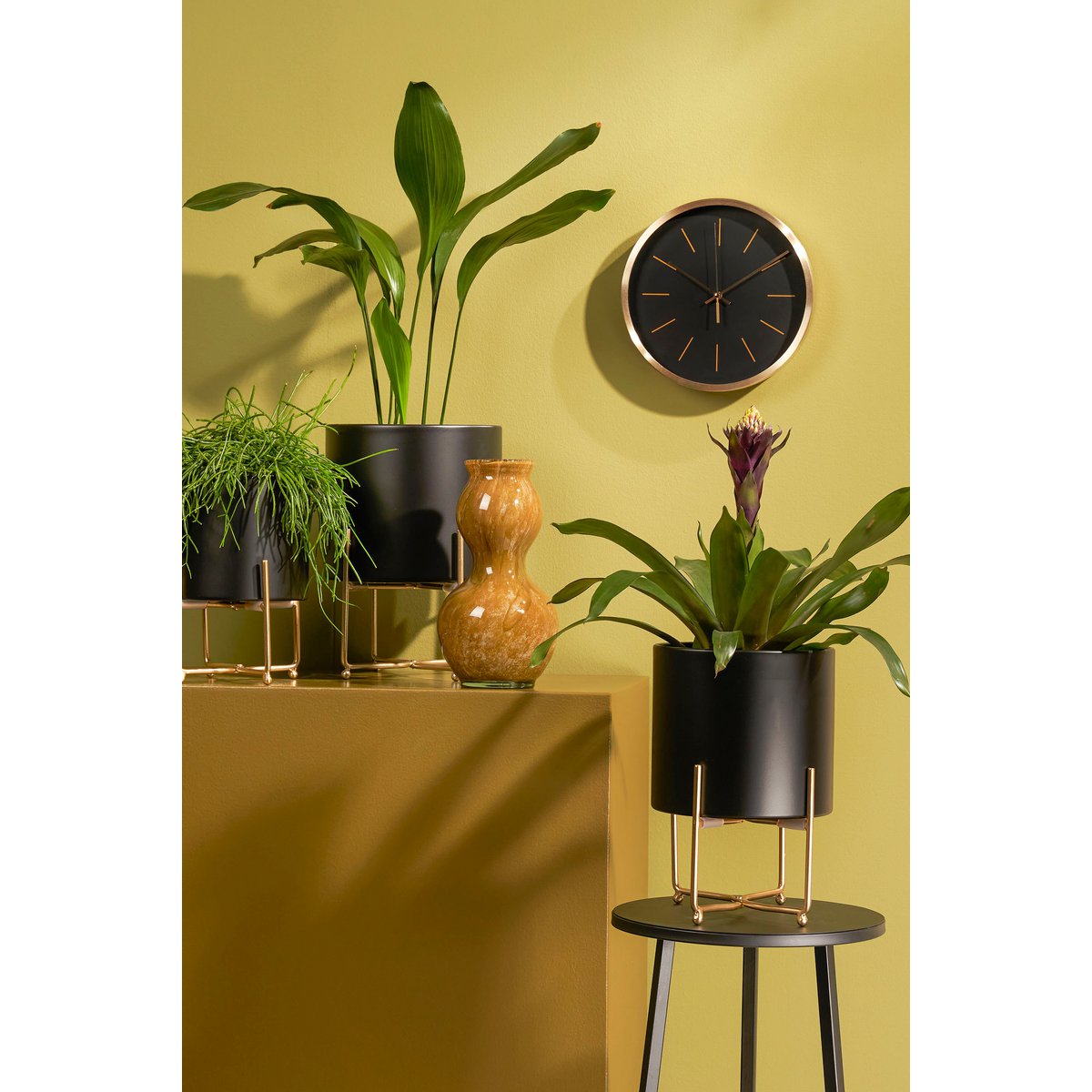 Bloempot op Standaard Aries - Set van 3 - H32 x Ø24 cm - Zwart