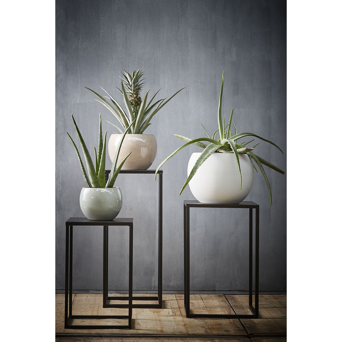 Bijzettafel Goa - Set van 2 - L30 x B30 x H70 cm - Metaal - Zwart
