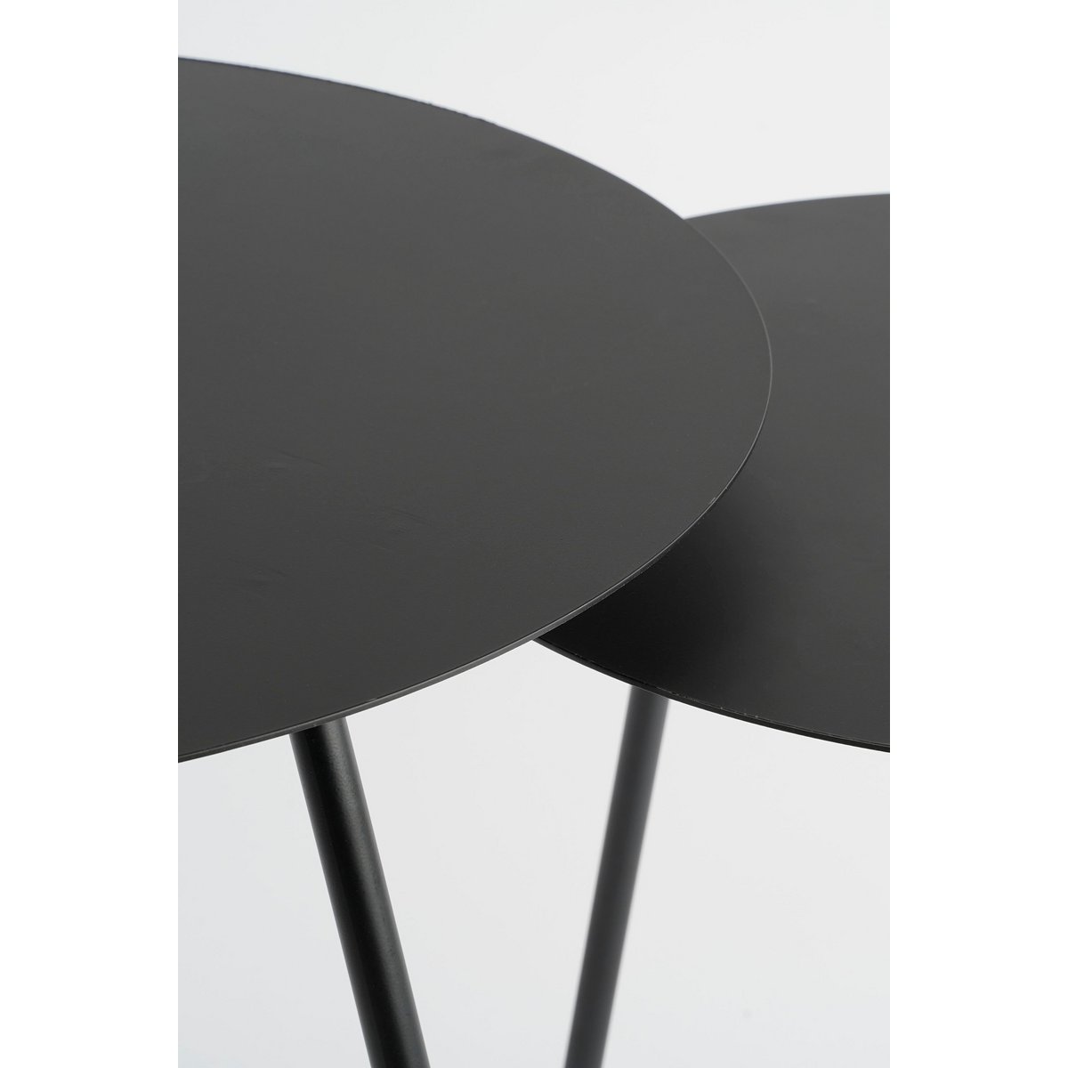 Bijzettafel Zwart Metaal Pontus - Set van 2 - H45 x Ø55 cm