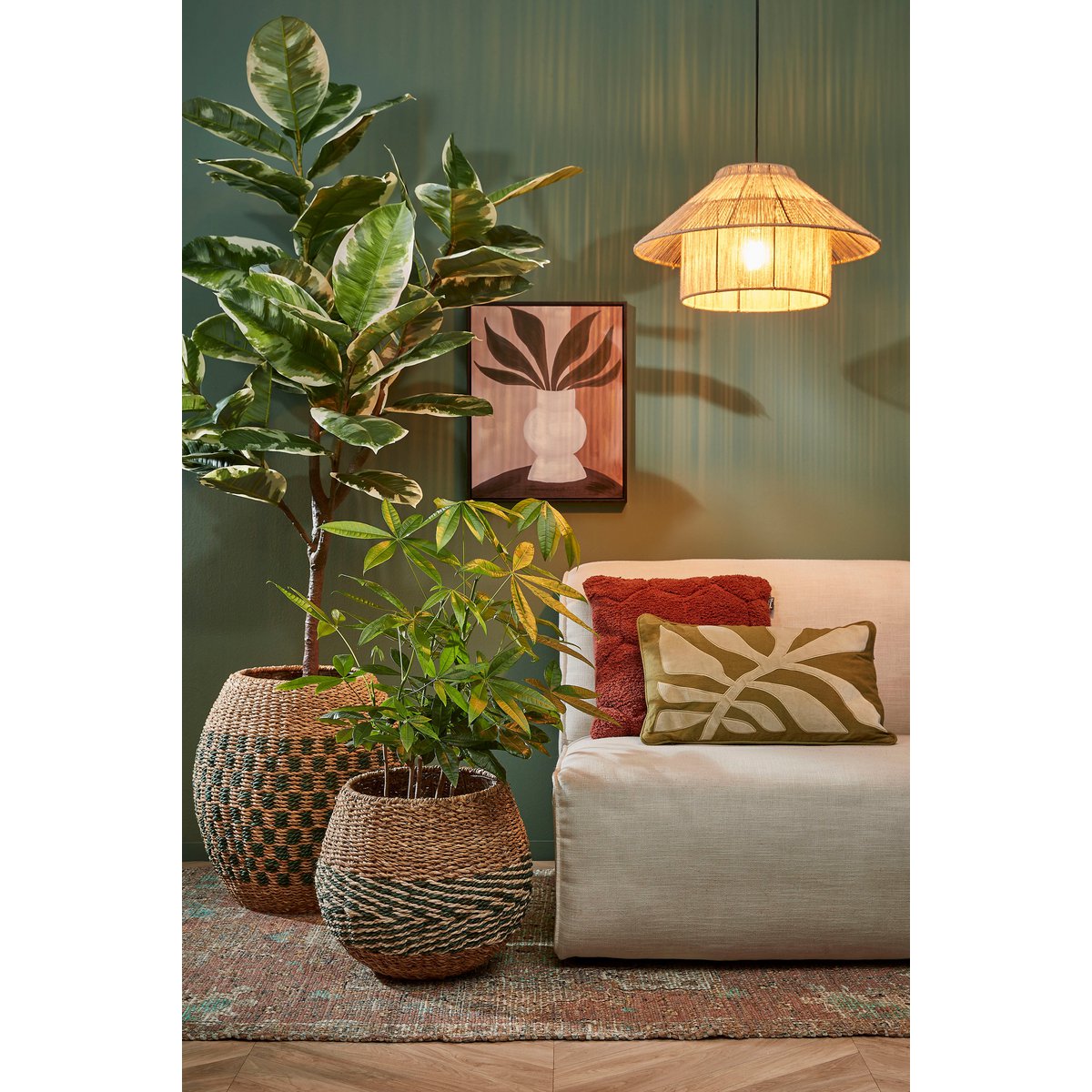 Hanglamp Elsa - H28 x Ø50 cm - Jute - Lichtbruin