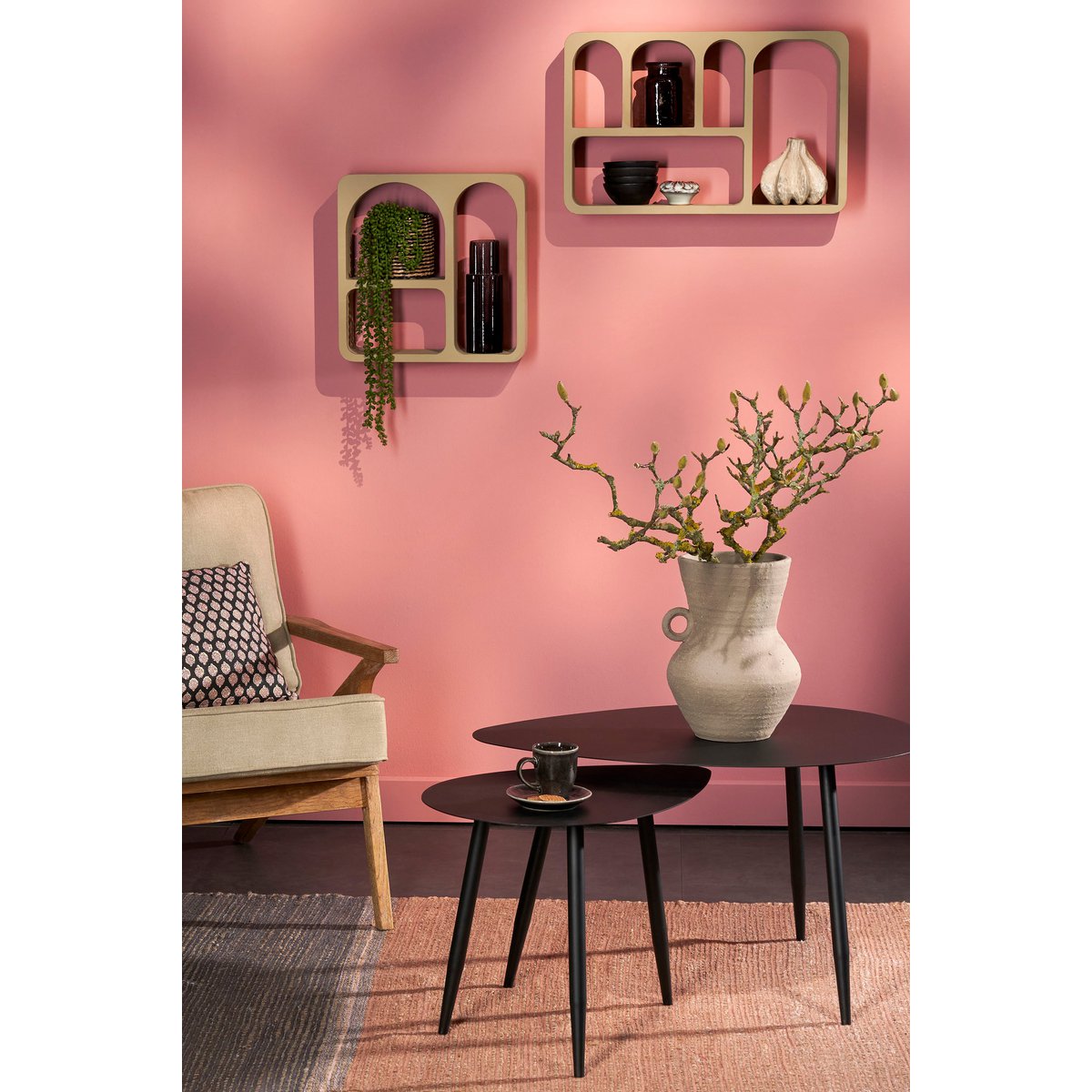 Wandkast Taupe Frati - L40 x B15 x H40 cm - MDF - FSC 100% - Taupe