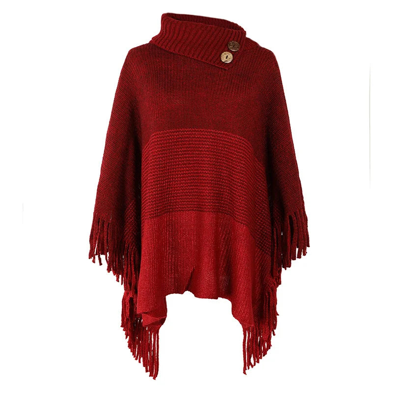 Poncho met col en knopen