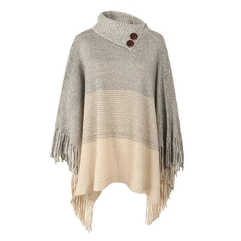 Poncho met col en knopen