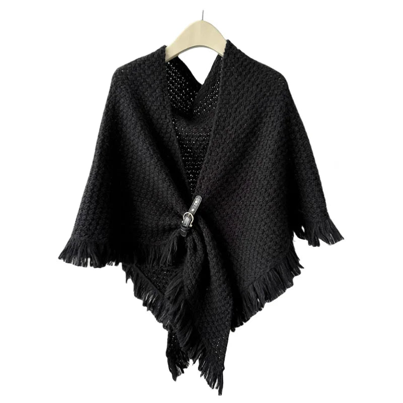 Poncho met gesp detail in verschillende kleuren