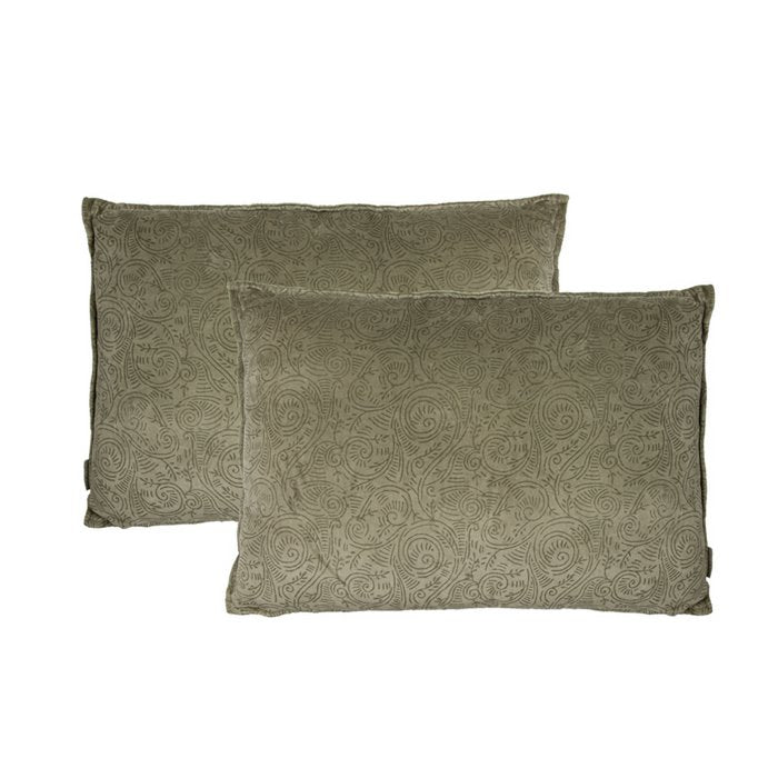 Fluwelen kussen Delfina olijf 60x40