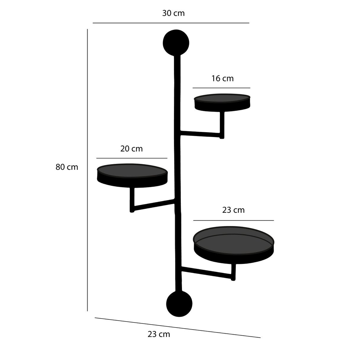 Wandrek Metaal Zwart Perry - L30 x B23 x H80 cm
