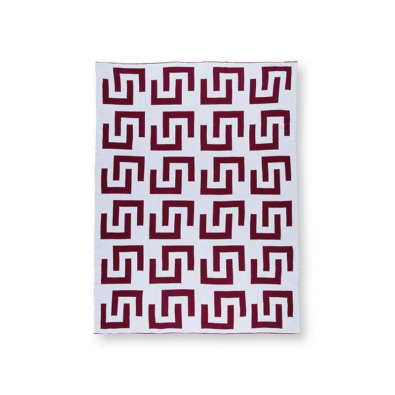 Plaid Knitted Burgundy - Lichtblauw 130x170cm