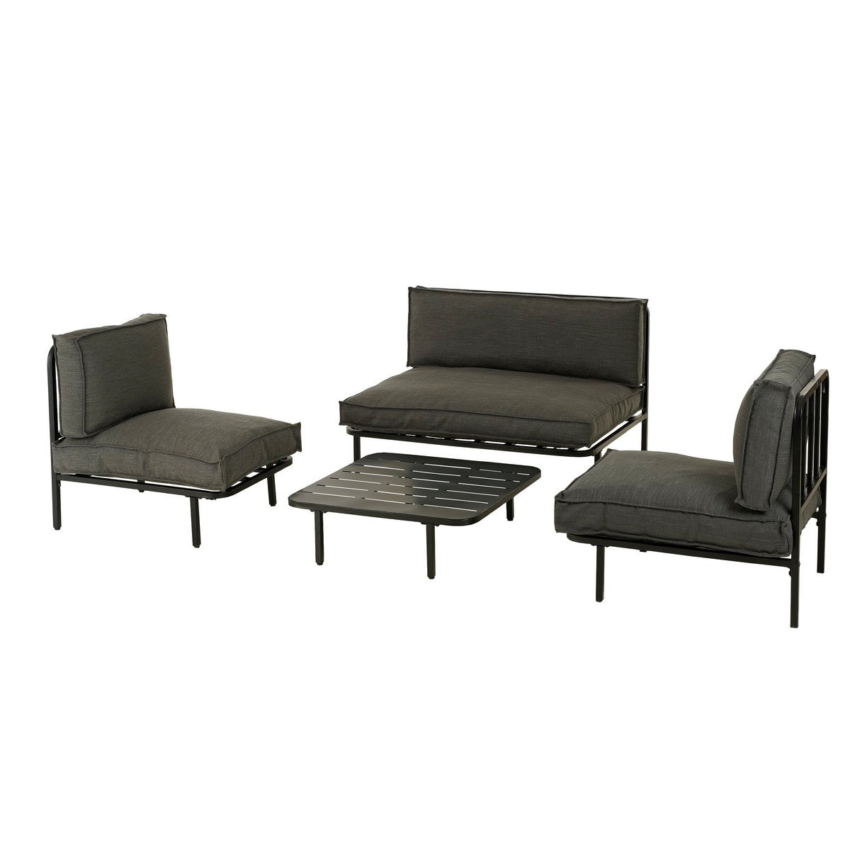 Loungetafel Celo - L80 x B80 x H23 cm - Metaal - Zwart
