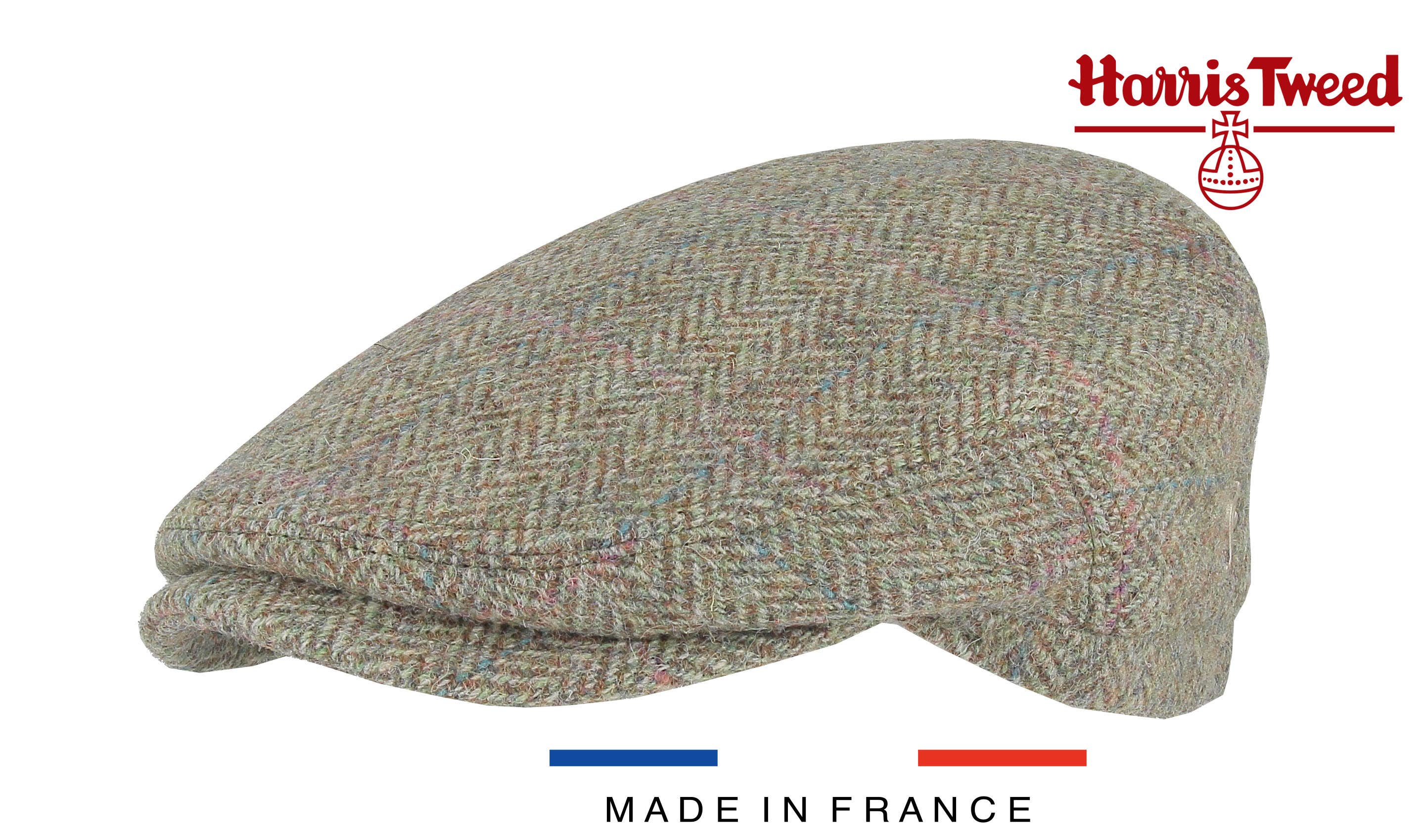 Platte pet Harris Tweed groen
