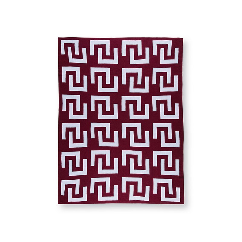Plaid Knitted Burgundy - Lichtblauw 130x170cm