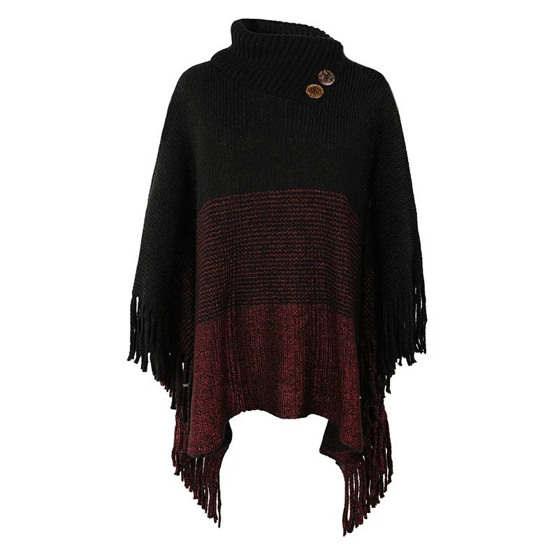Poncho met col en knopen