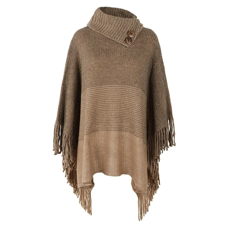 Poncho met col en knopen