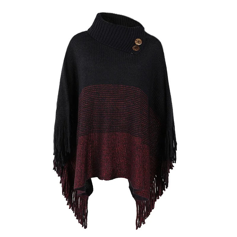 Poncho met col en knopen
