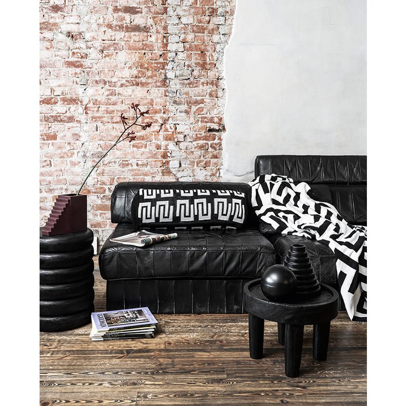 Plaid Knitted Black-White 130x170cm