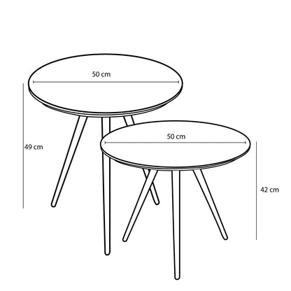 Bijzettafel Jailey - Set van 2 - H49 x Ø50 cm - Gerecycled Hout - Bruin