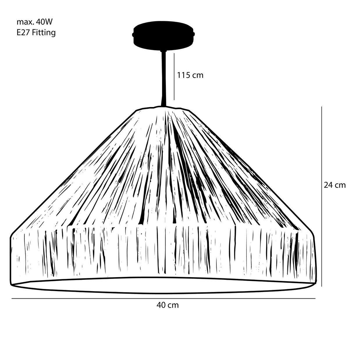 Hanglamp Elisa - Raffia - H24 x Ø40 cm - Lichtbruin