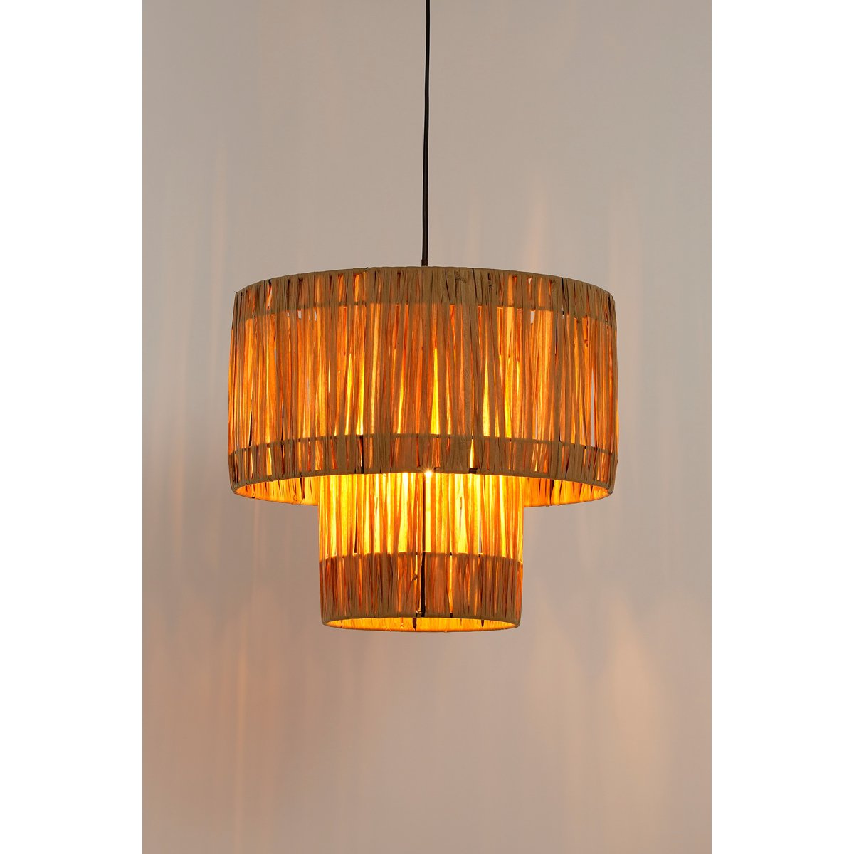 Hanglamp Elisa - H30 x Ø35 cm - Raffia - Lichtbruin