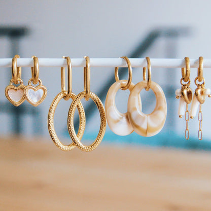 Bazou Stainless Steel Oorbellen met Epoxy Hanger – gemengd/goud