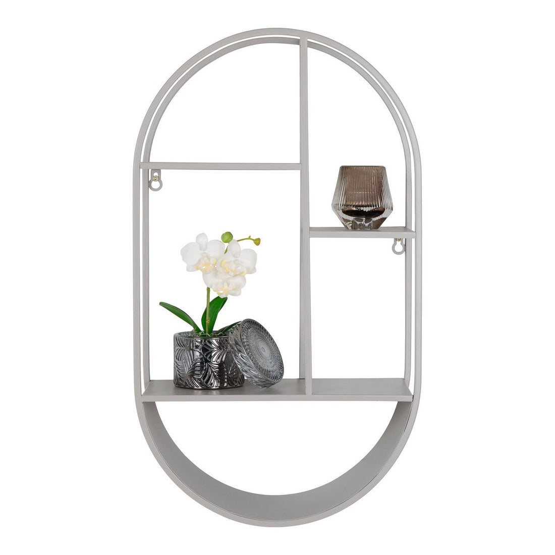 Wandplank ovaal, staal, koel grijs Feira 35x15x60 cm