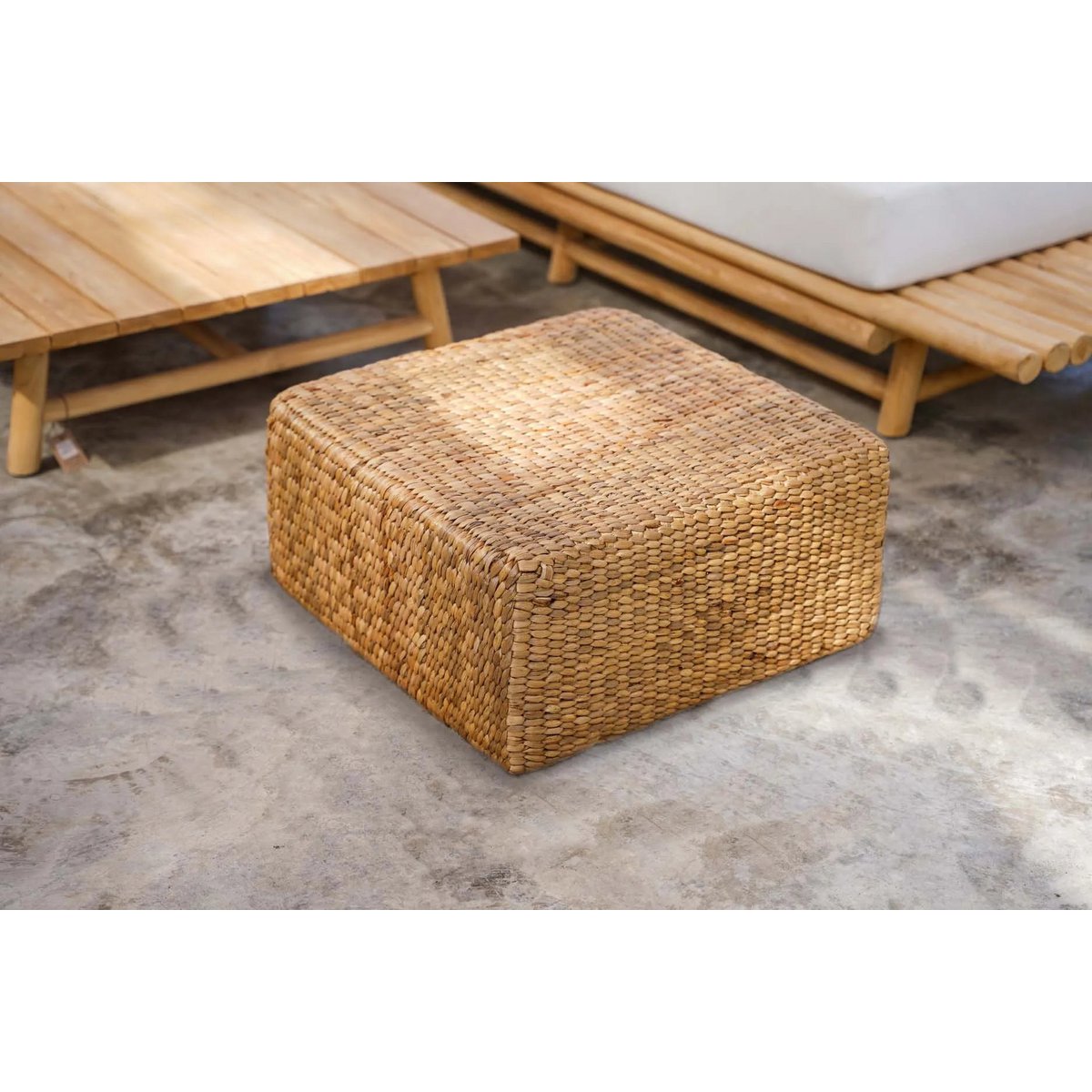Poef Hyacint Vierkant - Naturel - M