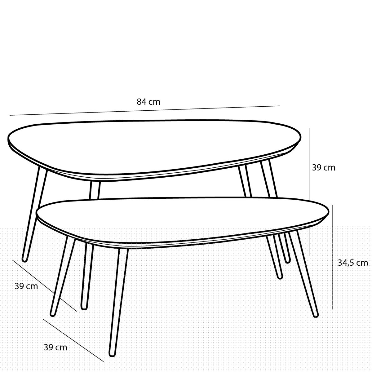 Bijzettafel Bruin- Set van 2 - L84 x B39 x H39 cm - Gerecycled Hout - Jailey