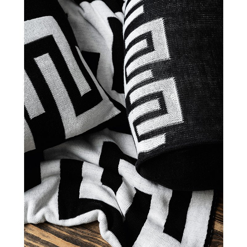 Plaid Knitted Black-White 130x170cm