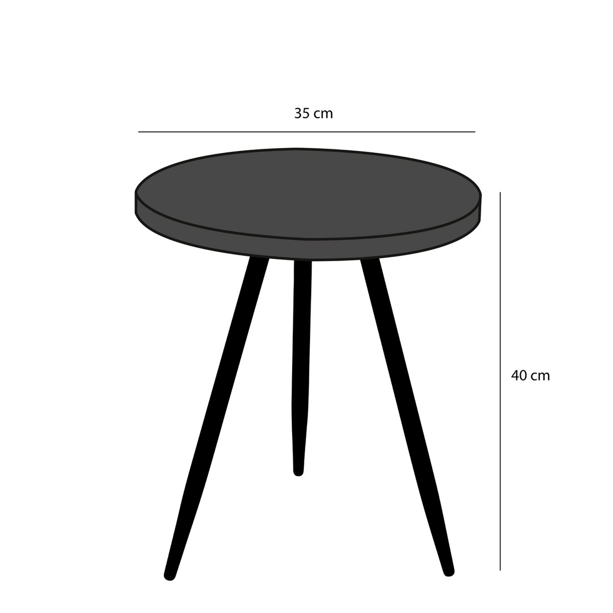 Bijzettafel Metaal Zwart- H40 x Ø35 cm - Kent