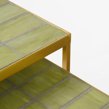 Bijzettafel voor Buiten Aaron - Set van 2 - L38 x B38 x H48 cm - Metaal - Groen