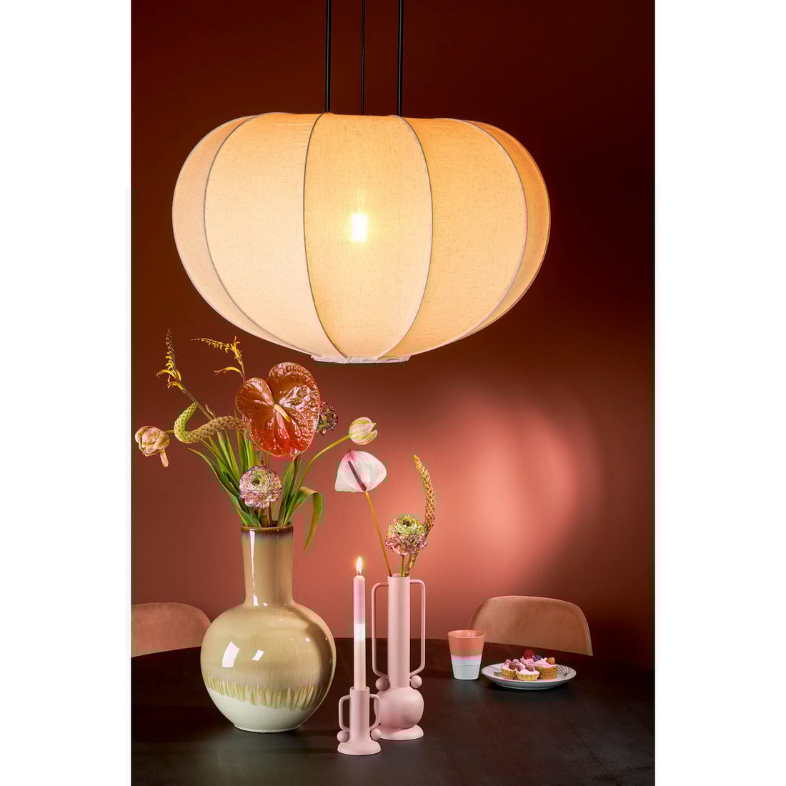 Hanglamp Linnen Pego- H94 x Ø83 cm - Linnen - Off White