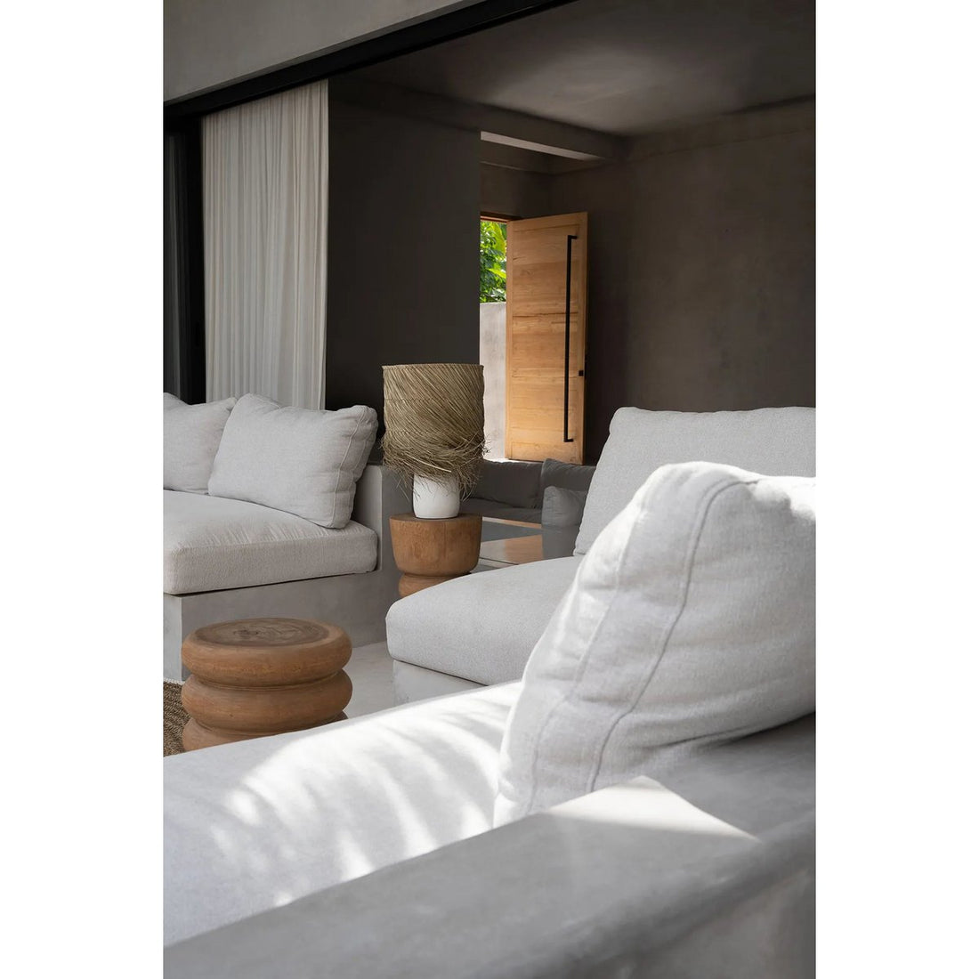 Tafellamp De Pandan- wit naturel