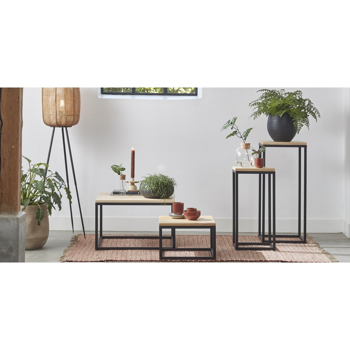Plantentafel  Hout, Metaal - Zwart