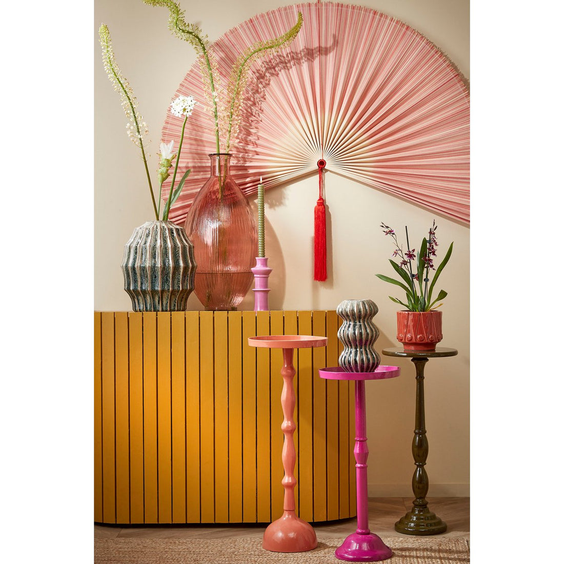 Bijzettafel Oranje Duco - H66 x Ø25 cm  - Gerecycled Aluminium -