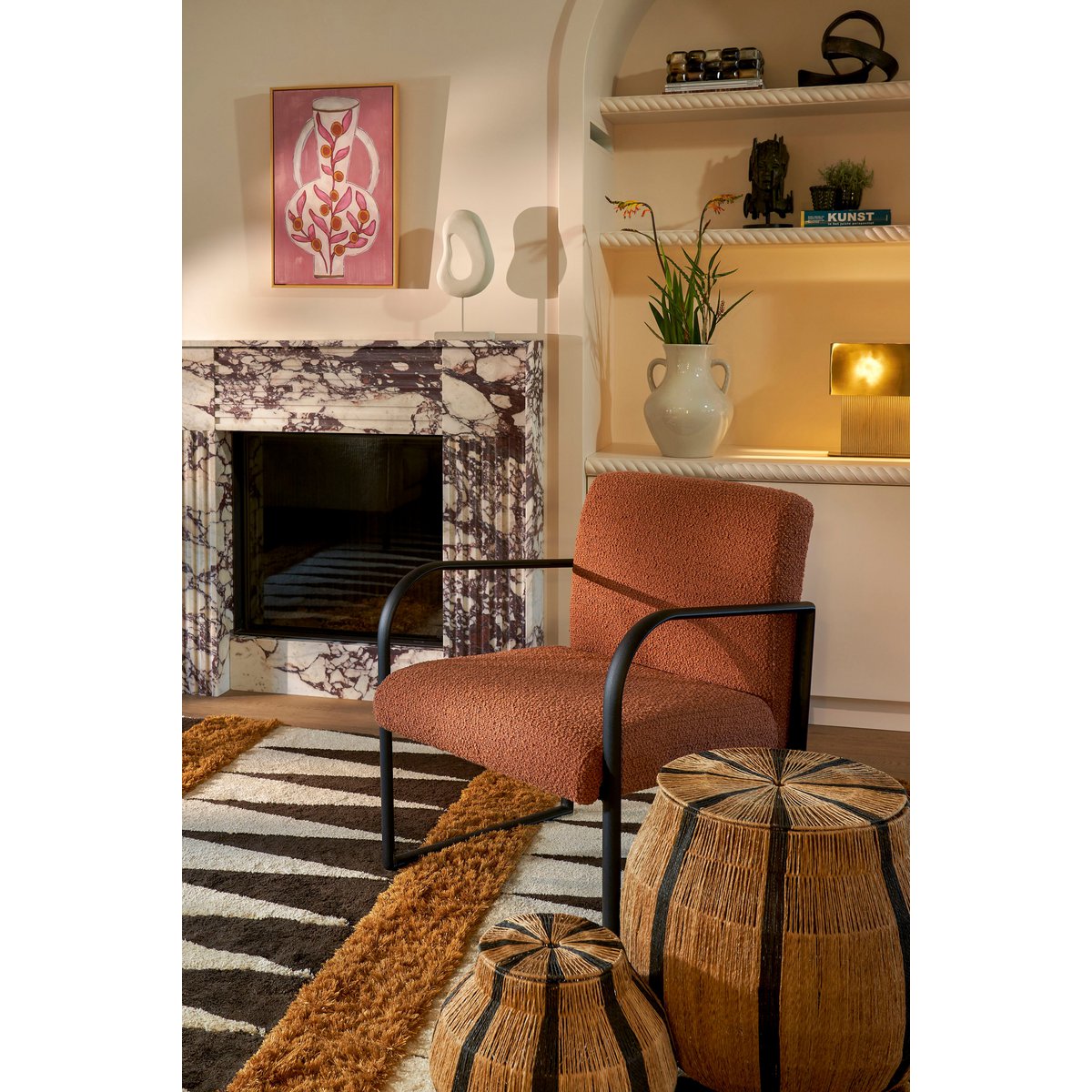 Ornament op Voet -  Mangohout - Off White