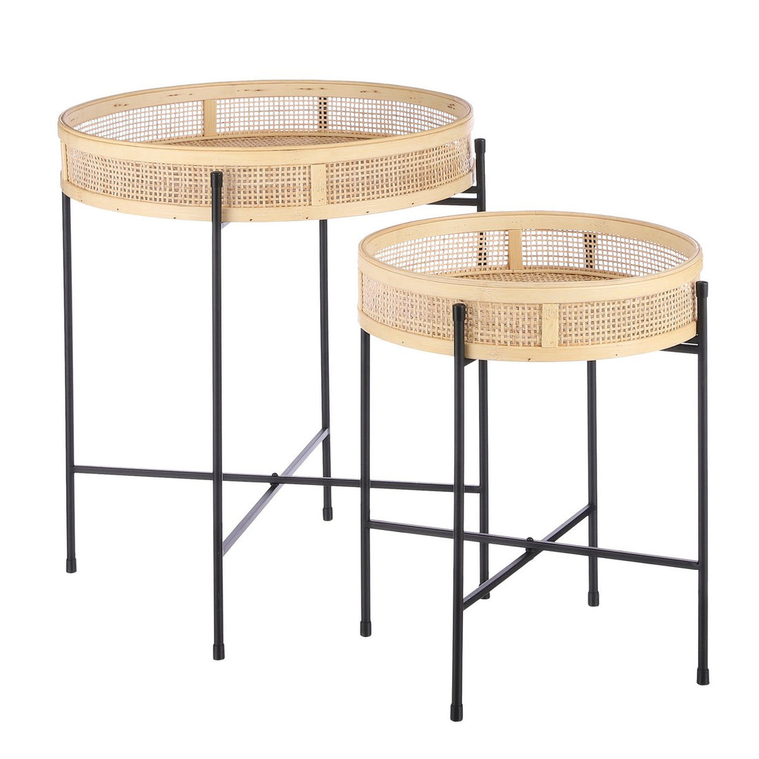 Bijzettafel Leandro - Set van 2 - H53 x Ø45 cm - Zwart