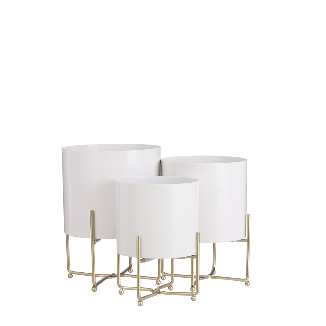 Bloempot op Standaard Aries - Set van 3 - H32 x Ø24 cm - Wit