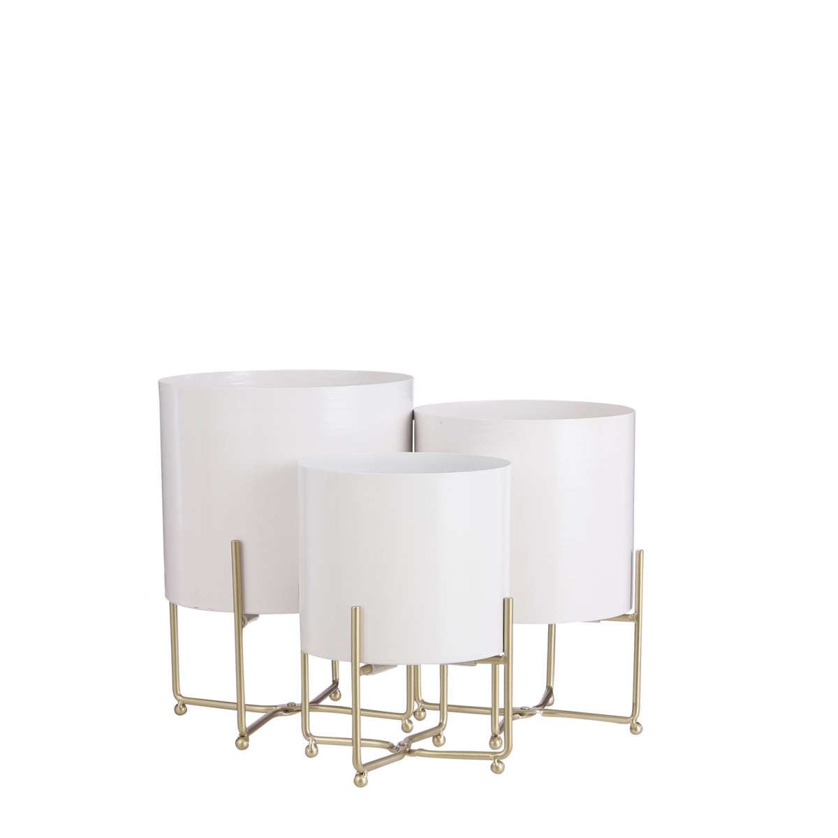 Bloempot op Standaard Aries - Set van 3 - H32 x Ø24 cm - Wit