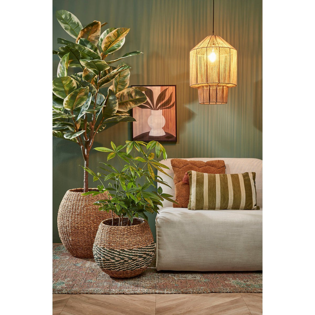 Hanglamp Elsa - H49 x Ø35 cm - Jute - Lichtbruin
