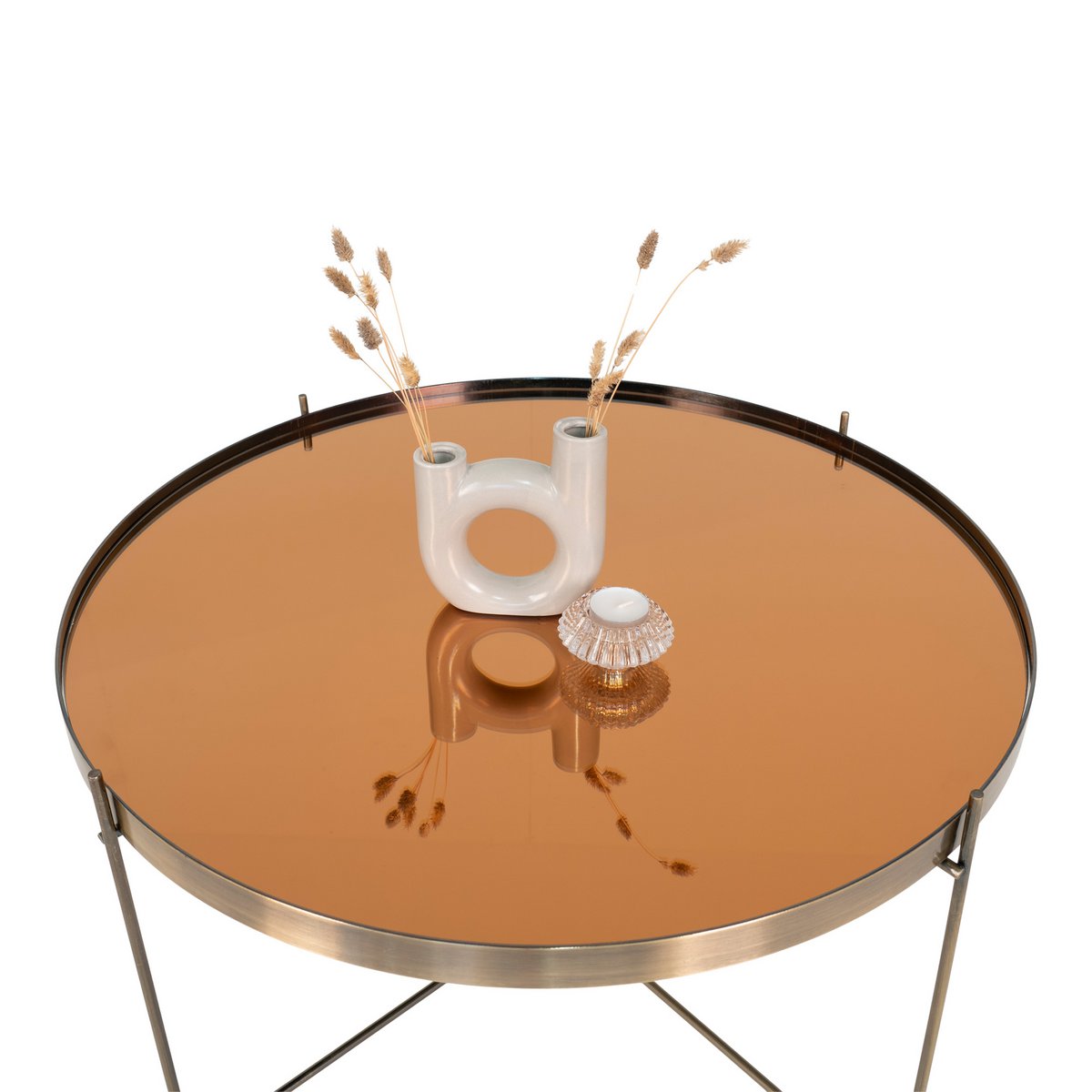 Salontafel Venezia - Messingkleurig staal met glas