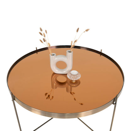 Salontafel Venezia - Messingkleurig staal met glas
