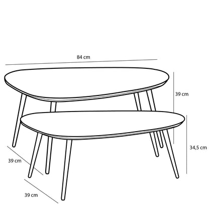 Bijzettafel Jailey - Set van 2 - L84 x B39 x H39 cm - Gerecycled Hout - Zwart