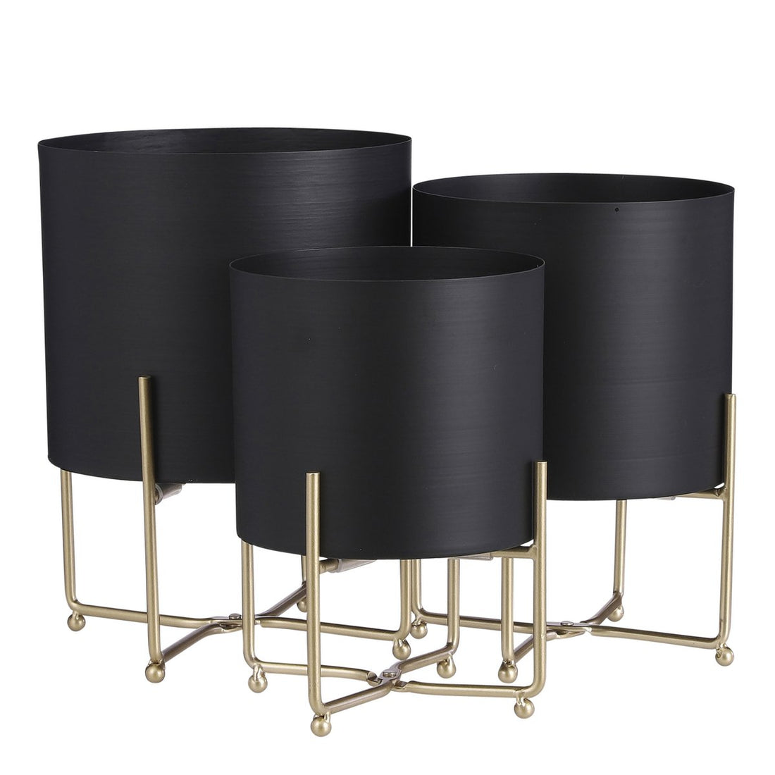 Bloempot op Standaard Aries - Set van 3 - H32 x Ø24 cm - Zwart