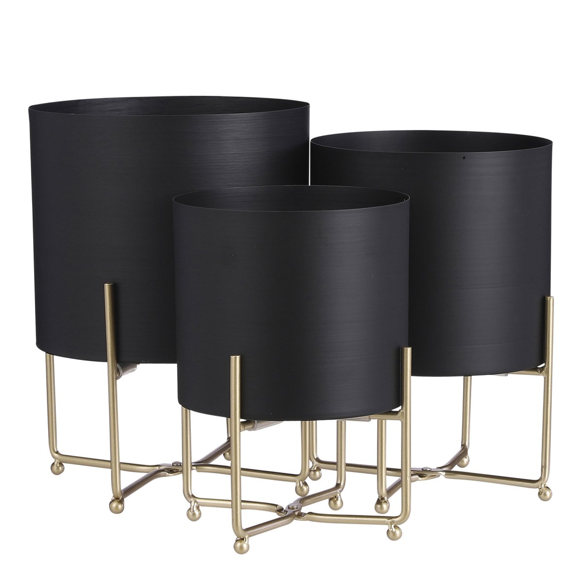 Bloempot op Standaard Aries - Set van 3 - H32 x Ø24 cm - Zwart