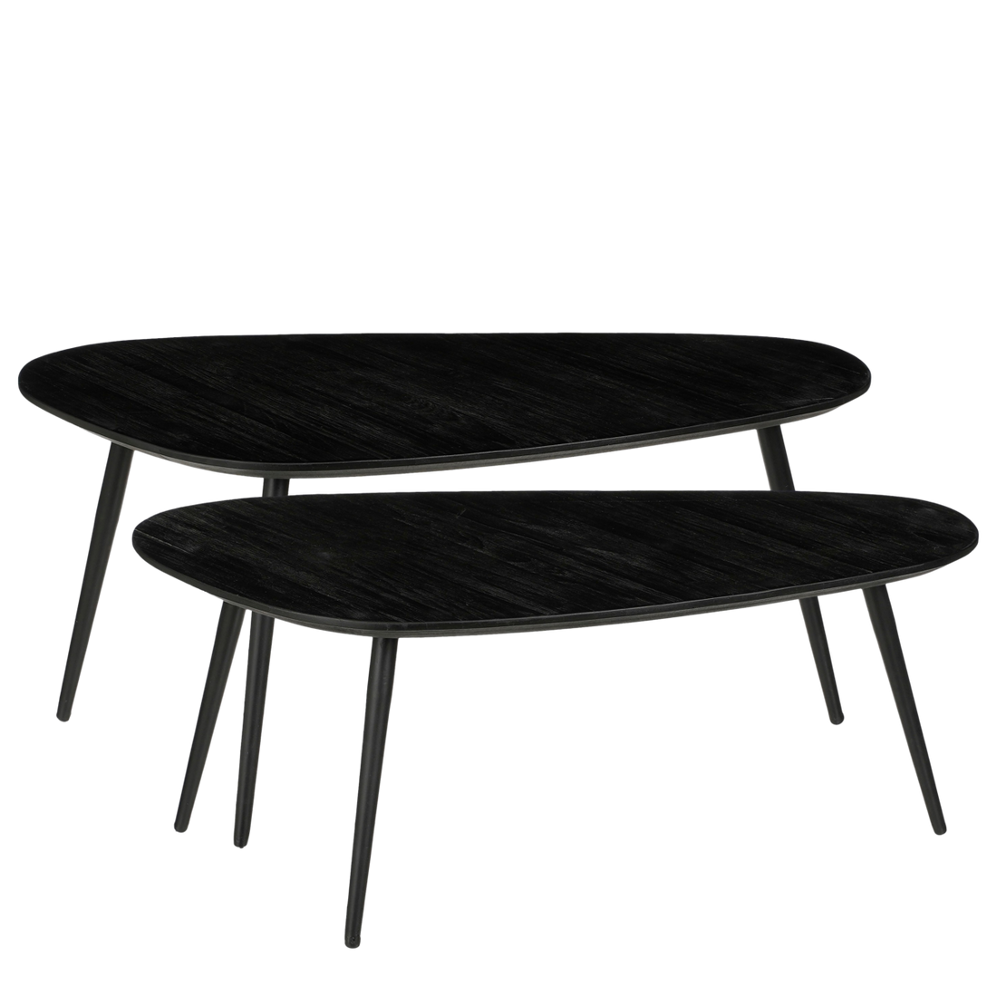 Bijzettafel Jailey - Set van 2 - L84 x B39 x H39 cm - Gerecycled Hout - Zwart