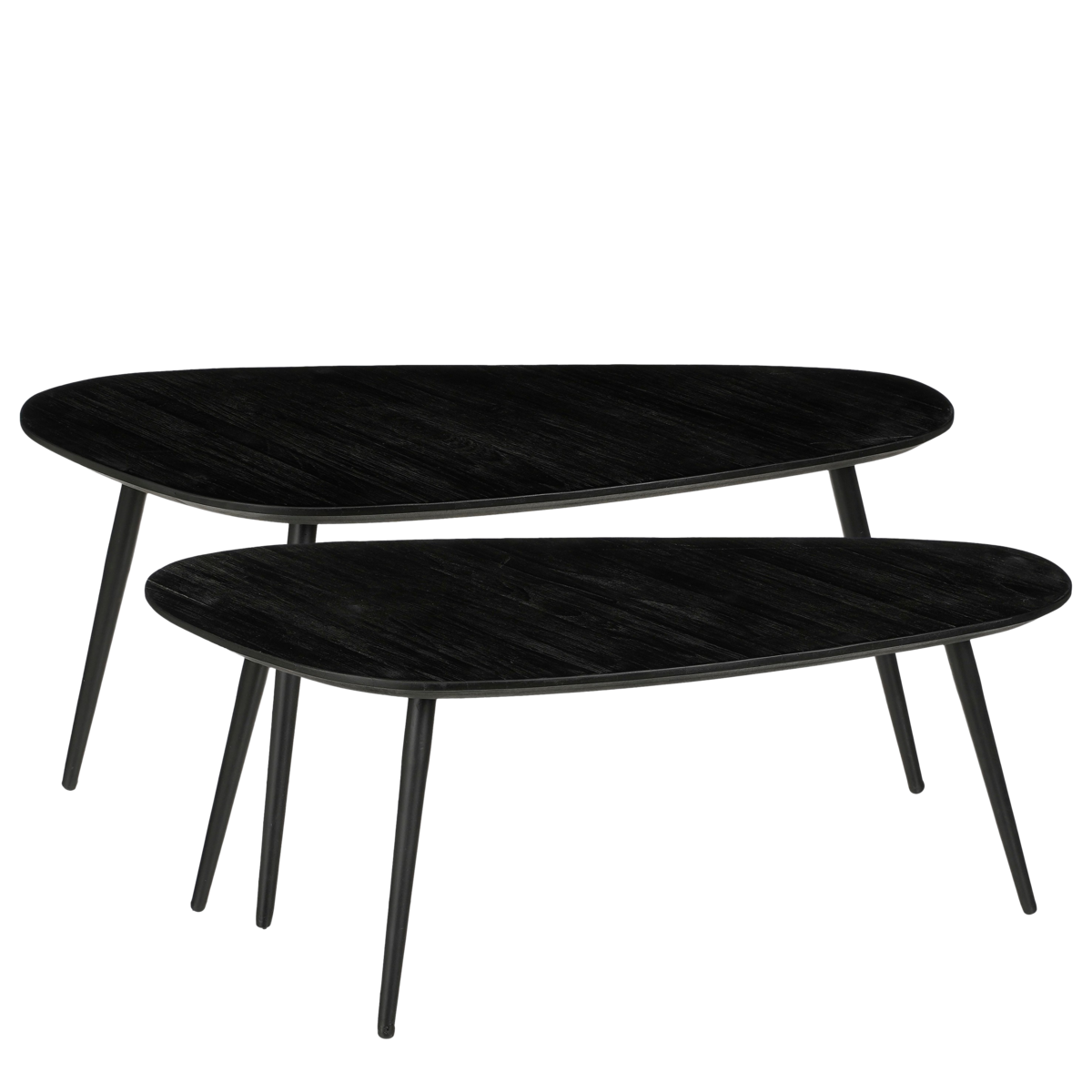 Bijzettafel Jailey - Set van 2 - L84 x B39 x H39 cm - Gerecycled Hout - Zwart