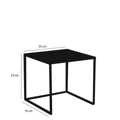 Bijzettafel Metaal Zwart Goa - Set van 2 - L35 x B35 x H33 cm