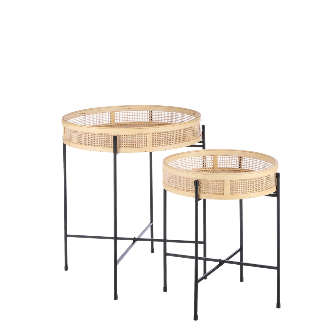 Bijzettafel Leandro - Set van 2 - H53 x Ø45 cm - Zwart