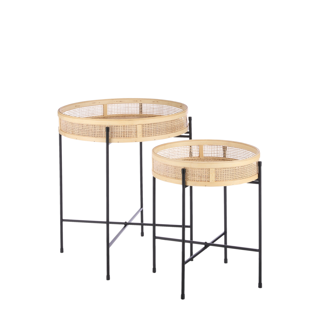 Bijzettafel Leandro - Set van 2 - H53 x Ø45 cm - Zwart